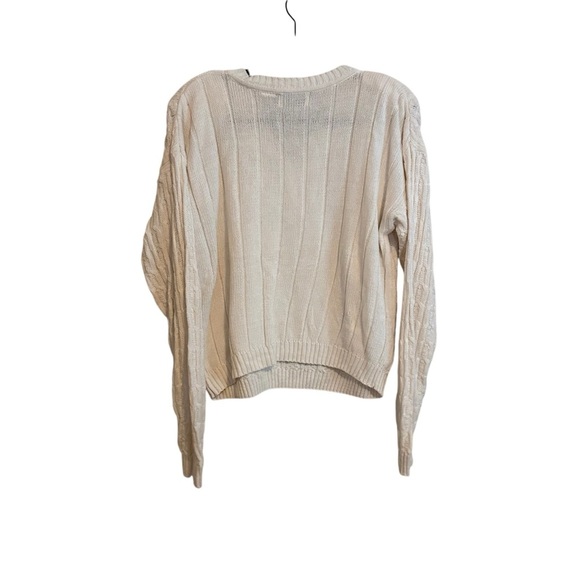 Vintage Maggie Lawerence Sport White Cotton Blend Cable Knit Sweater Size Small - Picture 11 of 12
